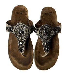Dansko Pamela Jewelled Taupe Sandals Size 38/US 7.5-8